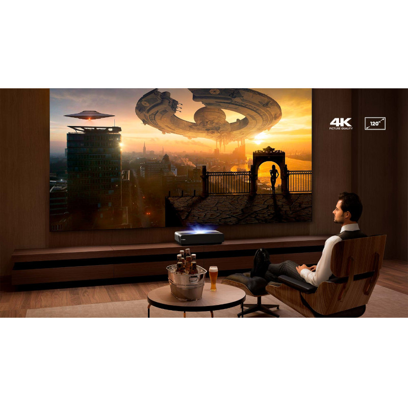 Proyector Láser TV 100″ 4K Ultra HD con Pantalla Fija Incluida